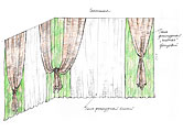 Классические шторы в кухню с ламбрекеном, декорированным кистями и шнуром